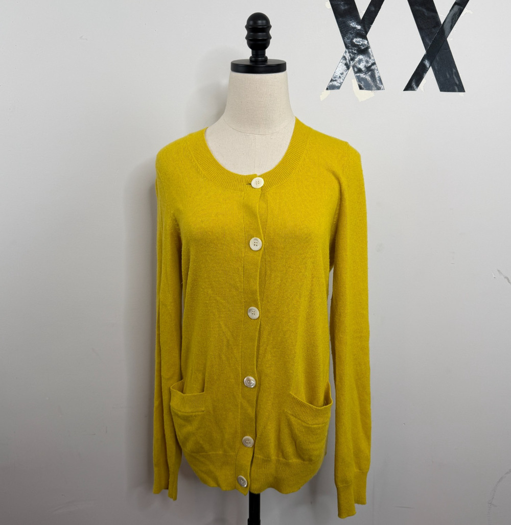 A.P.C. Paris Chartreuse Merino Angora Cashmere Blend Patch Pocket Cardigan M